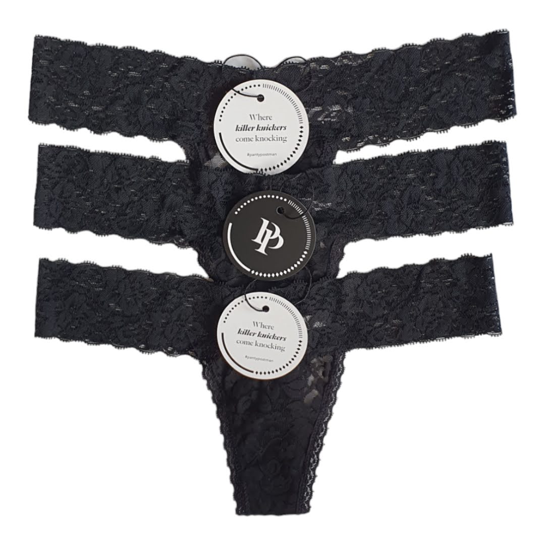 Set of 3 Lace Thongs // Black // AU Size 6-10