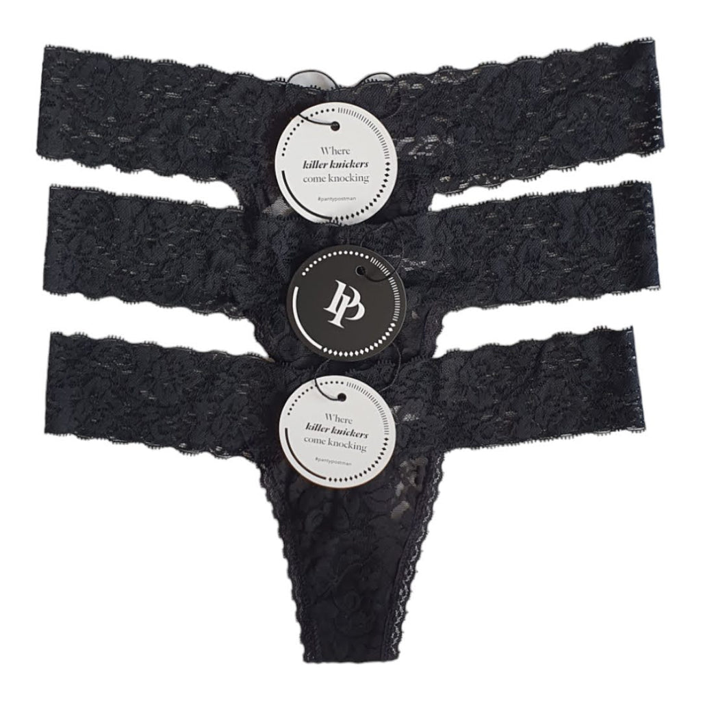 Set of 3 Lace Thongs // Black // AU Size 12-14