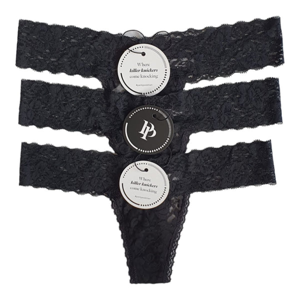 Set of 3 Lace Thongs // Black // AU Size 6-10