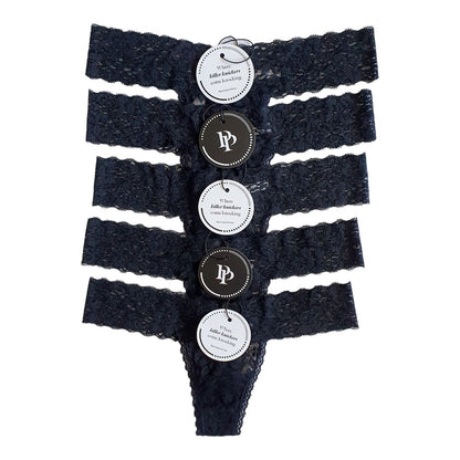 Set of 5 Lace Thongs // Black // AU Size 6-10