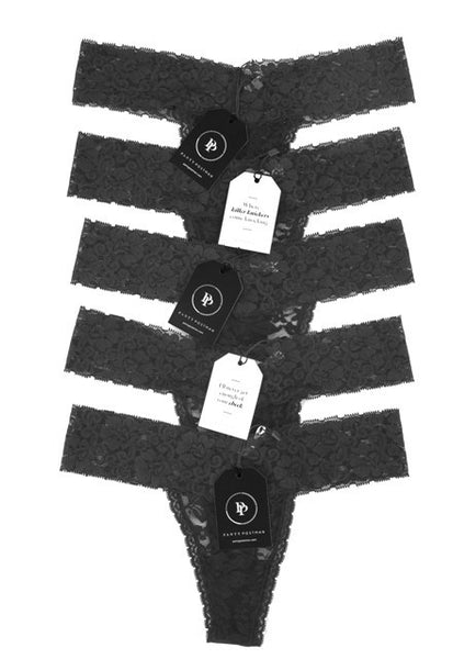 Set of 5 Lace Thongs // Black